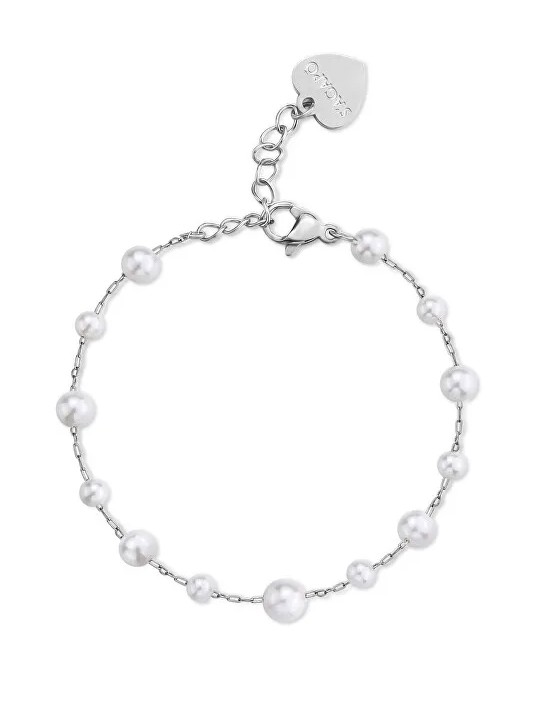 S'Agapõ Bracciale da donna in acciaio con perle artificiali Wisdom SWI17 donna