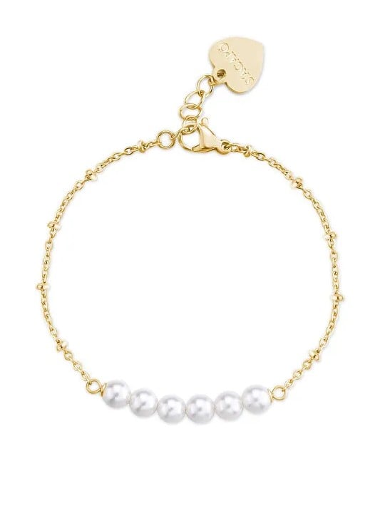 S'Agapõ Elegante bracciale placcato oro con perle Wisdom SWI20 donna