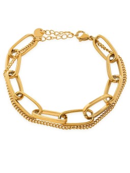 Troli Elegante bracciale doppio placcato oro da donna