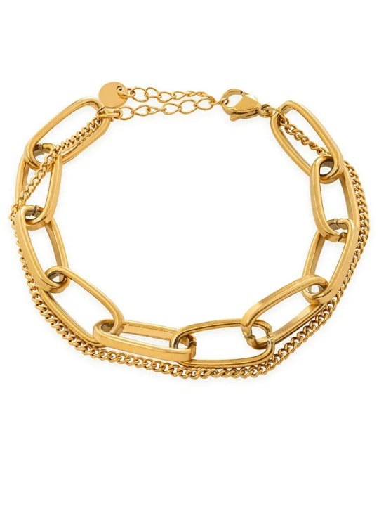 Troli Elegante bracciale doppio placcato oro da donna