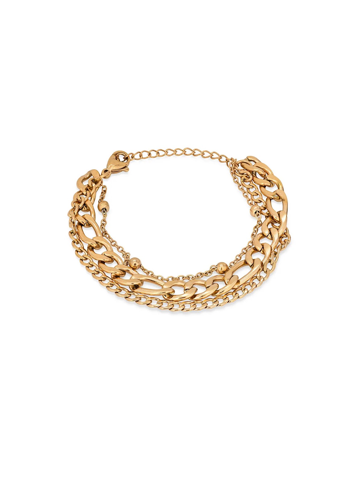 Troli Bracciale triplo di lusso in acciaio placcato oro donna