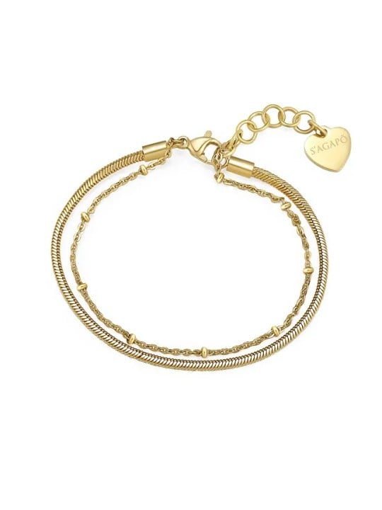 S'Agapõ Bracciale doppio placcato oro Chunky SHK24 donna