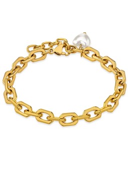 Troli Elegante bracciale placcato oro con perla da donna