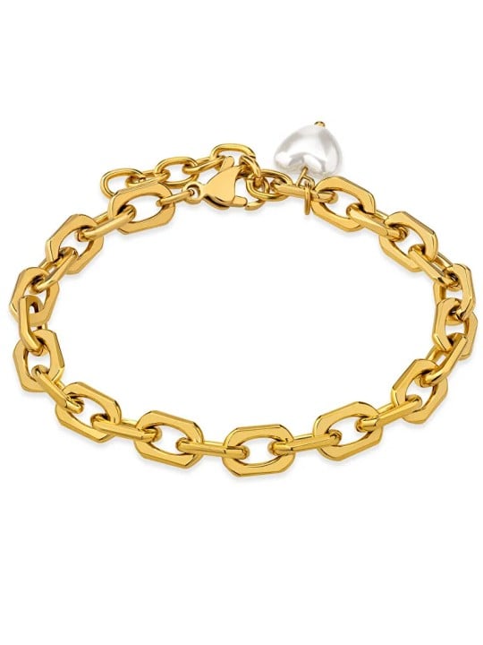 Troli Elegante bracciale placcato oro con perla da donna