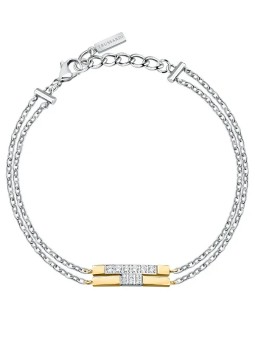 Trussardi Doppio anello bicolore con logo in zirconi T-Logo TJAXC27 donna