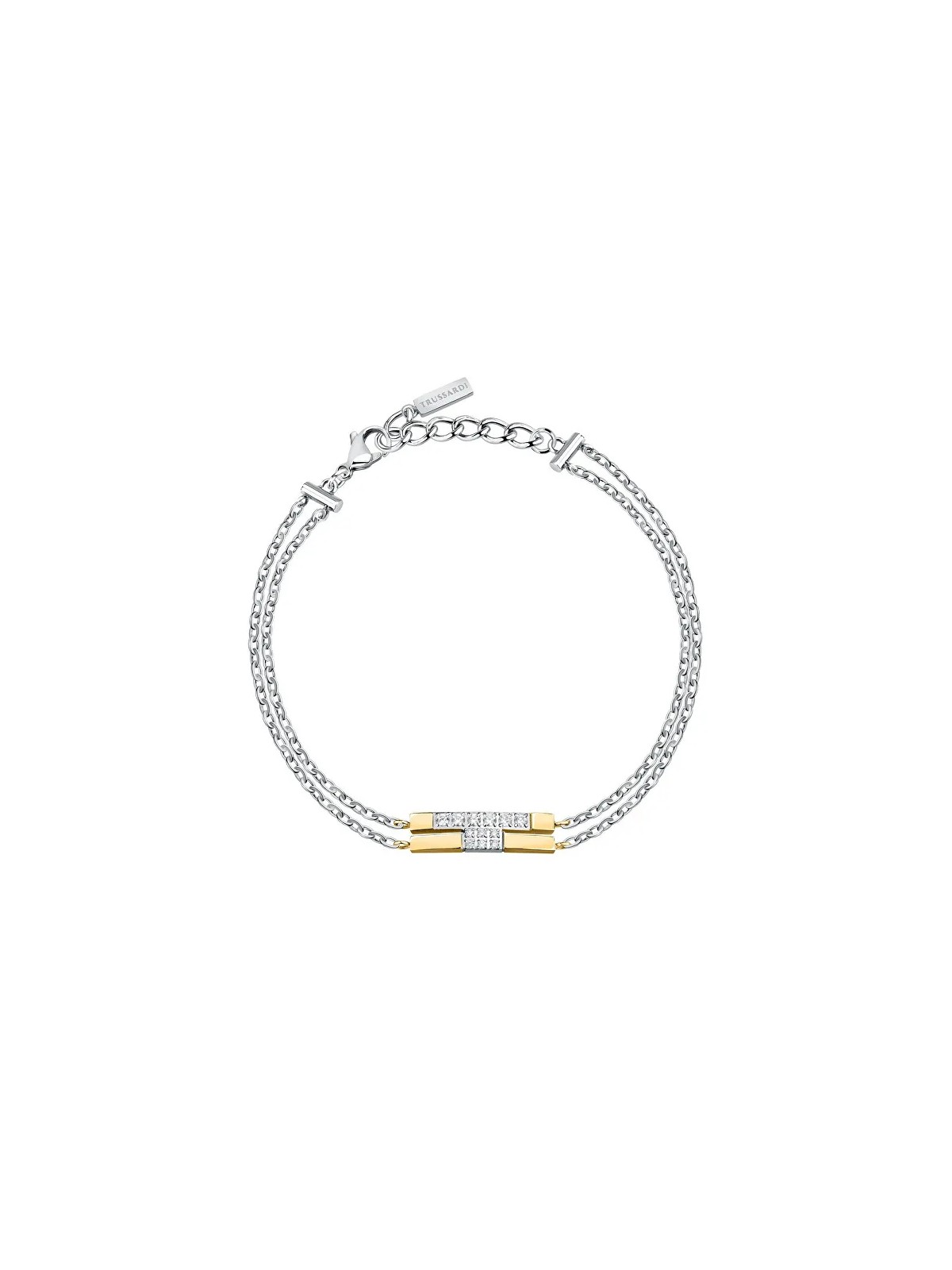 Trussardi Doppio anello bicolore con logo in zirconi T-Logo TJAXC27 donna