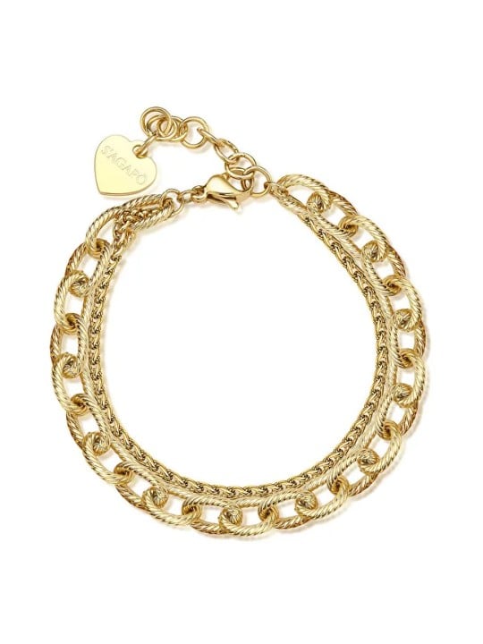 S'Agapõ Bracciale moderno doppio spesso placcato oro SHK66 donna