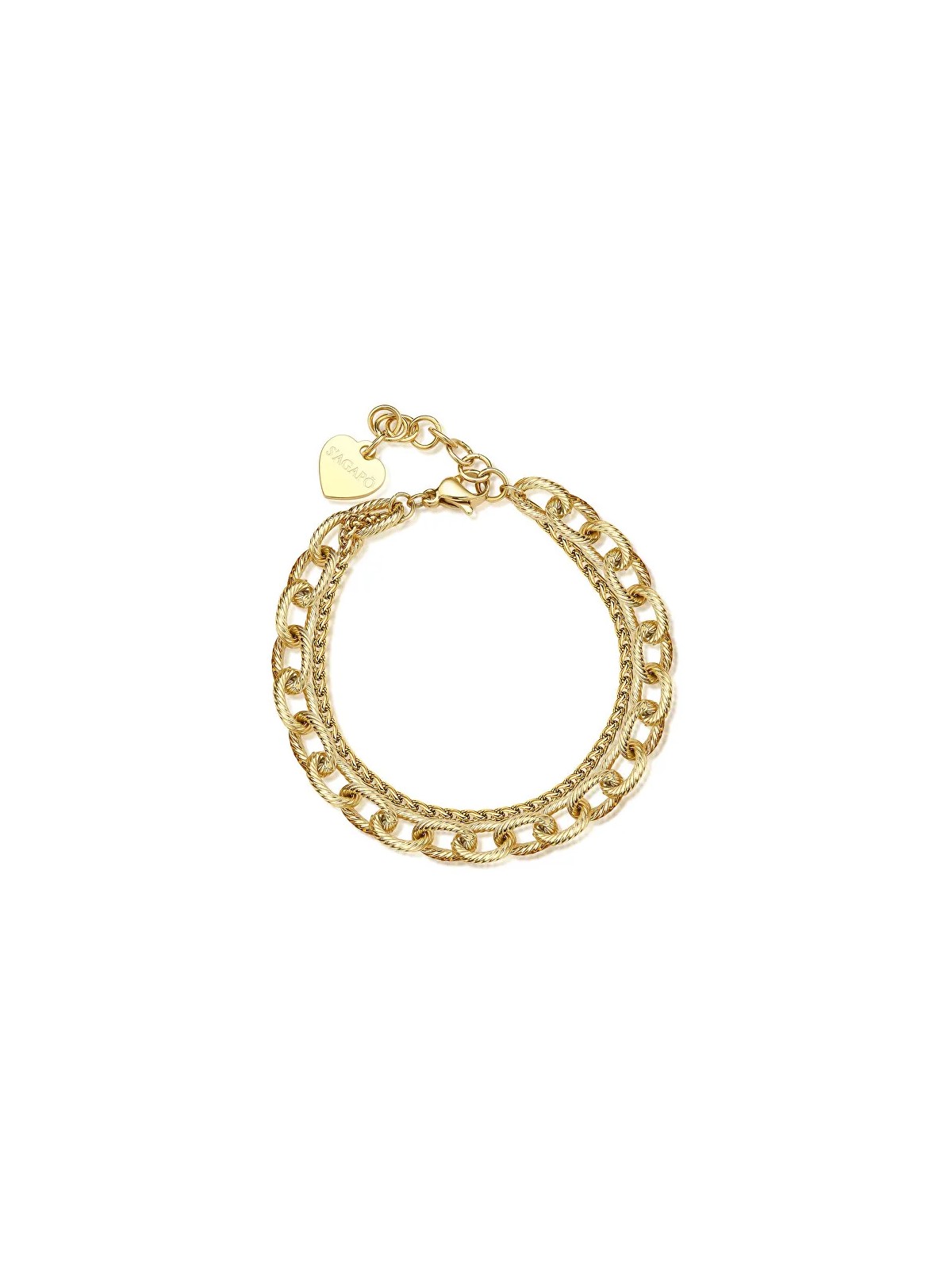S'Agapõ Bracciale moderno doppio spesso placcato oro SHK66 donna