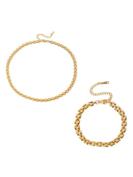 Troli Elegante set di gioielli da donna placcati in oro (collana, bracciale) da donna