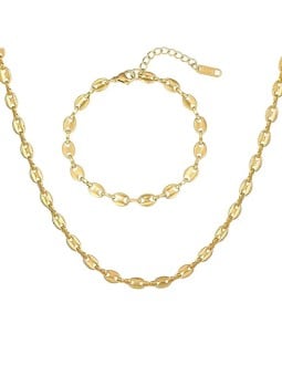 Troli Set senza tempo di gioielli da donna placcati in oro (collana, bracciale) da donna