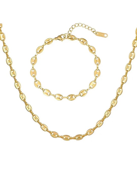 Troli Set senza tempo di gioielli da donna placcati in oro (collana, bracciale) da donna