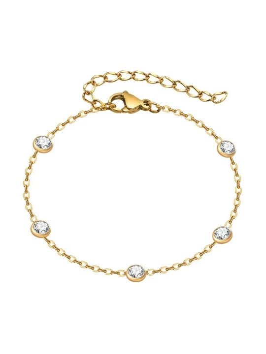 Troli Affascinante bracciale placcato oro con zirconi donna