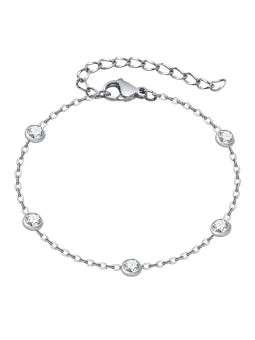 Troli Affascinante bracciale in acciaio con zirconi da donna