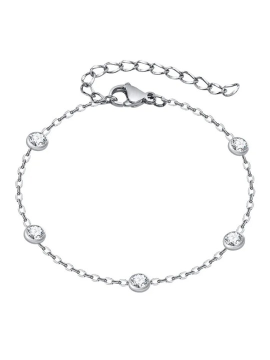 Troli Affascinante bracciale in acciaio con zirconi da donna