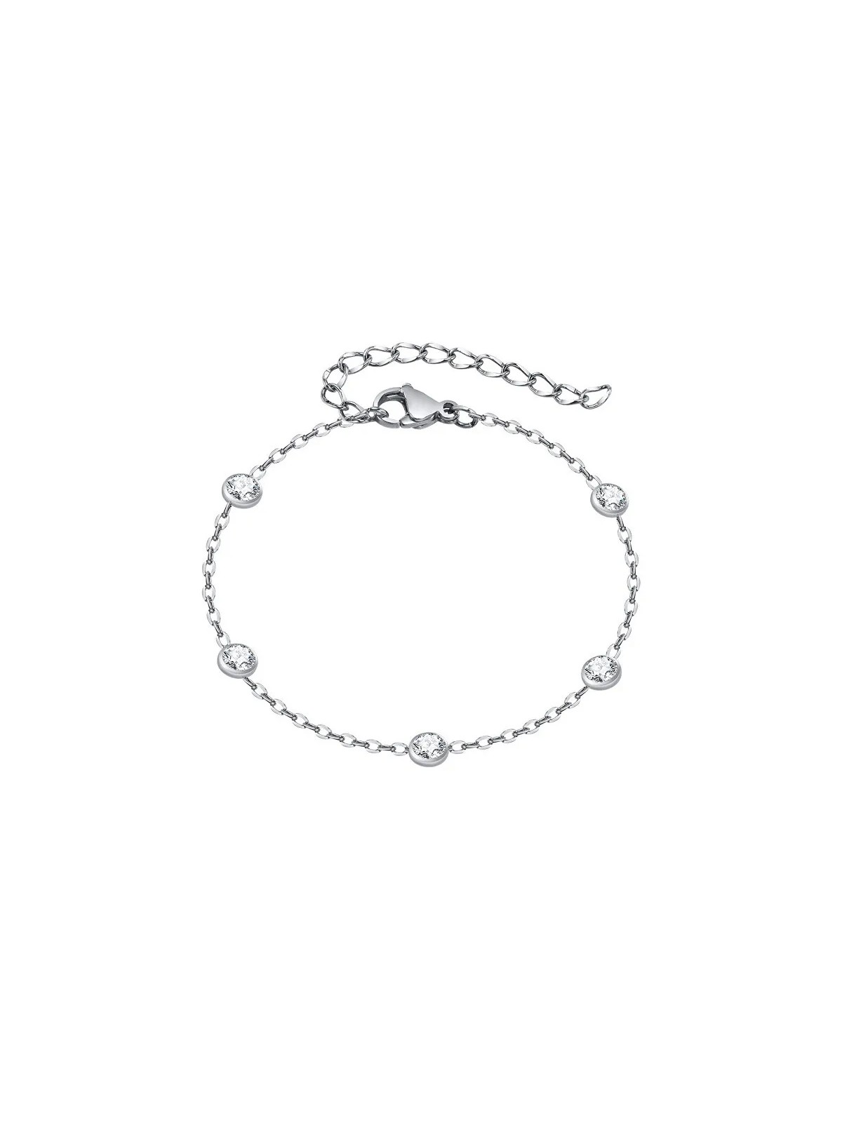 Troli Affascinante bracciale in acciaio con zirconi da donna