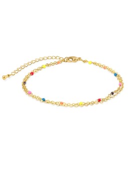 Troli Bracciale doppio placcato oro con perle smaltate donna