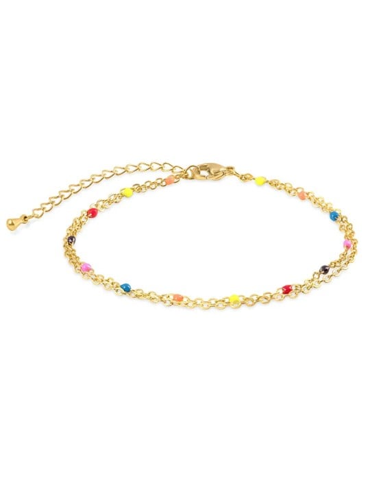 Troli Bracciale doppio placcato oro con perle smaltate donna