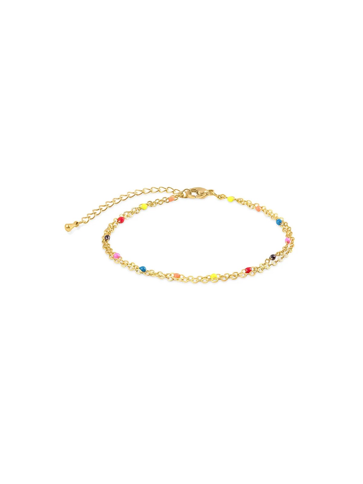 Troli Bracciale doppio placcato oro con perle smaltate donna