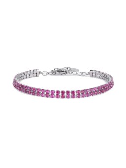 Brosway Bracciale tennis a doppio giro con zirconi fucsia Desideri BEI098 donna