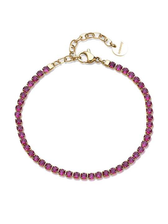 Brosway Bracciale tennis placcato oro con zirconi fucsia Desideri BEI106 donna