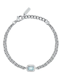 Trussardi Bracciale doppio in acciaio con zirconi blu T-Design TJAXA25 donna