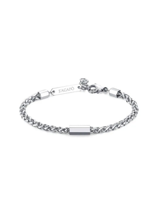 S'Agapõ Bracciale moderno in acciaio Ripple SRP15 uomo