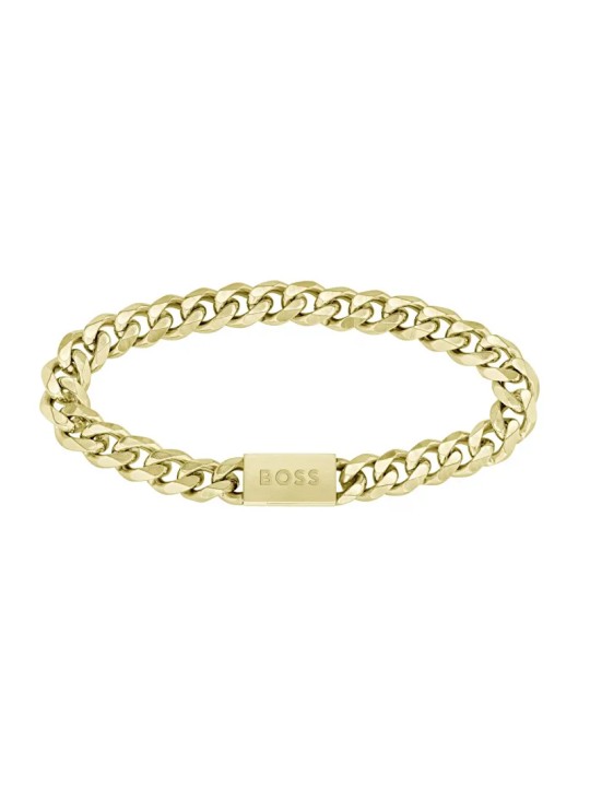 Hugo Boss Elegante bracciale placcato oro da uomo a maglie 1580403 - Lunghezza: 19 cm uomo