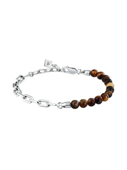 Morellato Bracciale moderno in acciaio con occhio di tigre Pietre S1740 uomo