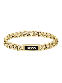 Hugo Boss Bracciale da uomo placcato oro Kassy Emblem 1580680 - Lunghezza: 19 cm uomo