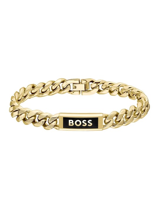 Hugo Boss Bracciale da uomo placcato oro Kassy Emblem 1580680 - Lunghezza: 19 cm uomo