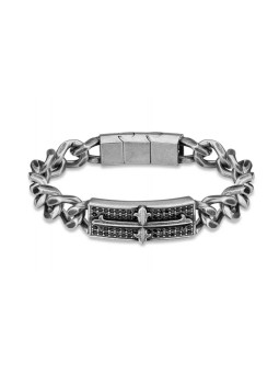 Mensola Bracciale in acciaio massiccio con cristallo PEAGB2120404 - Lunghezza: 19 cm uomo