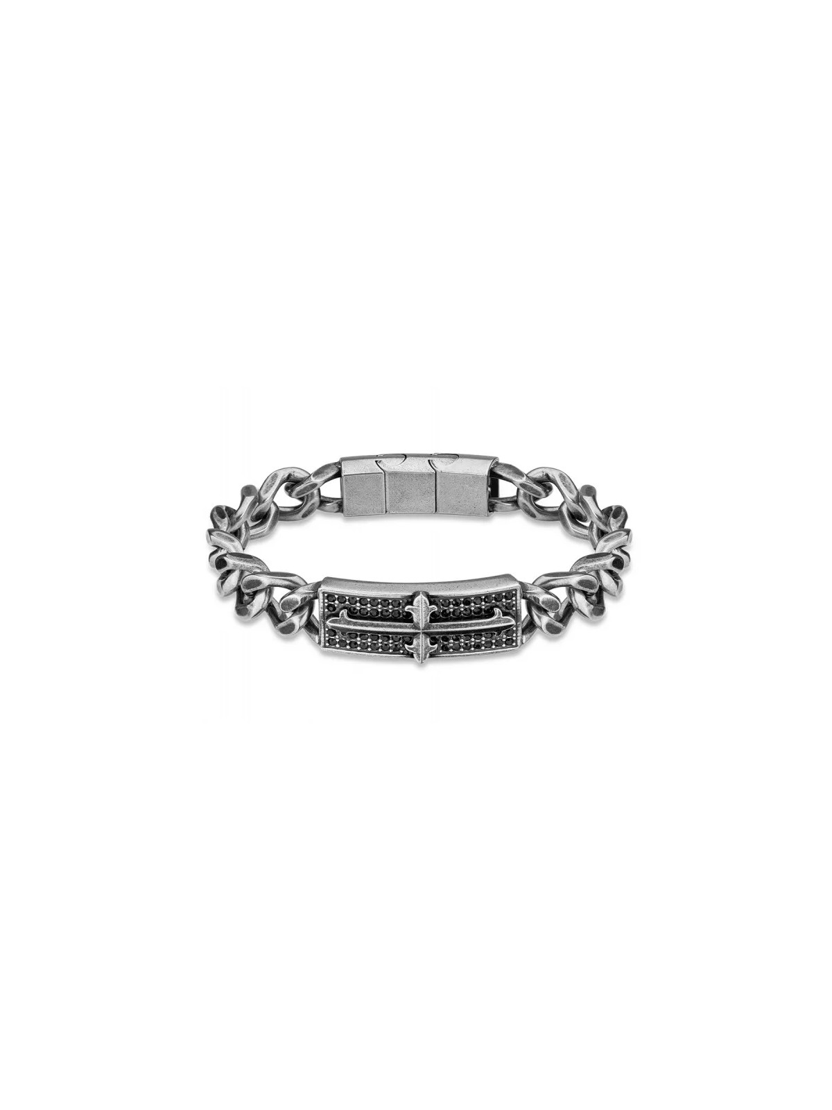 Mensola Bracciale in acciaio massiccio con cristallo PEAGB2120404 - Lunghezza: 19 cm uomo