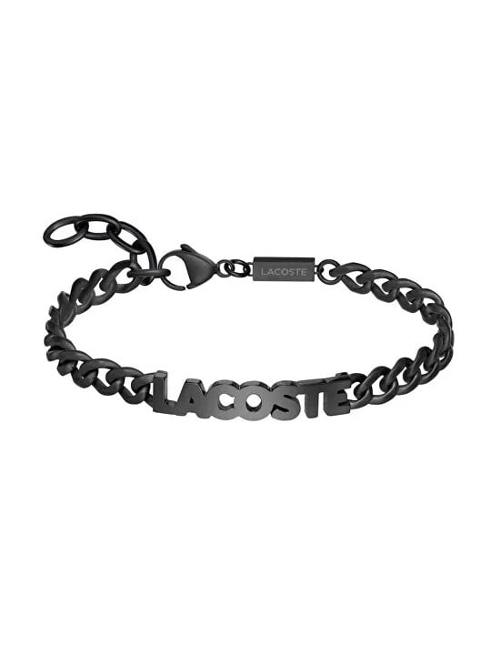 Lacoste Bracciale uomo in acciaio nero Script 2040478 uomo