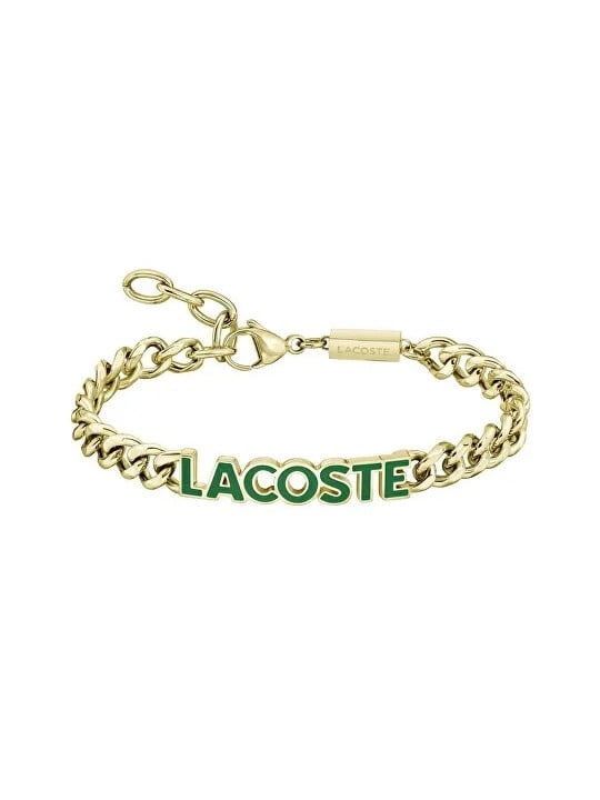 Lacoste Bracciale da uomo in acciaio placcato oro Script 2040477 uomo