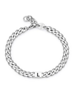 S'Agapõ Bracciale da uomo in acciaio con monogramma lettera L SMG22 uomo