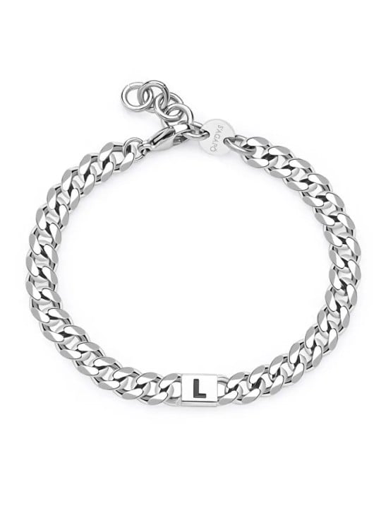 S'Agapõ Bracciale da uomo in acciaio con monogramma lettera L SMG22 uomo