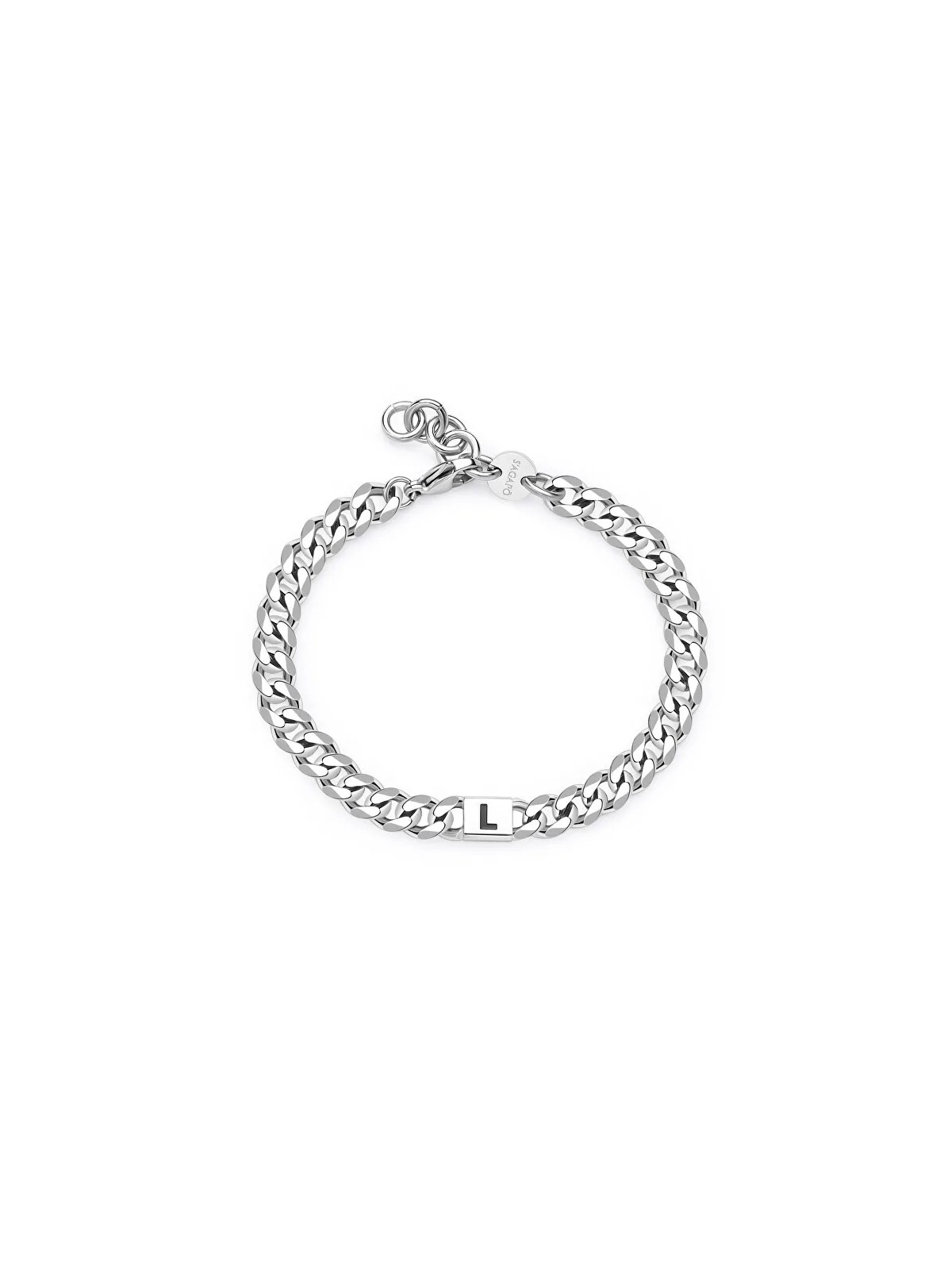 S'Agapõ Bracciale da uomo in acciaio con monogramma lettera L SMG22 uomo