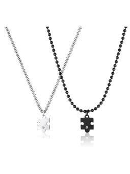 Collana S'Agapõ Puzzle Me + You SEY01 con parure in acciaio per coppie unisex