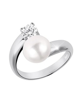 JwL Luxury Pearls Anello in argento con perla bianca e cristallo trasparente JL0432 donna
