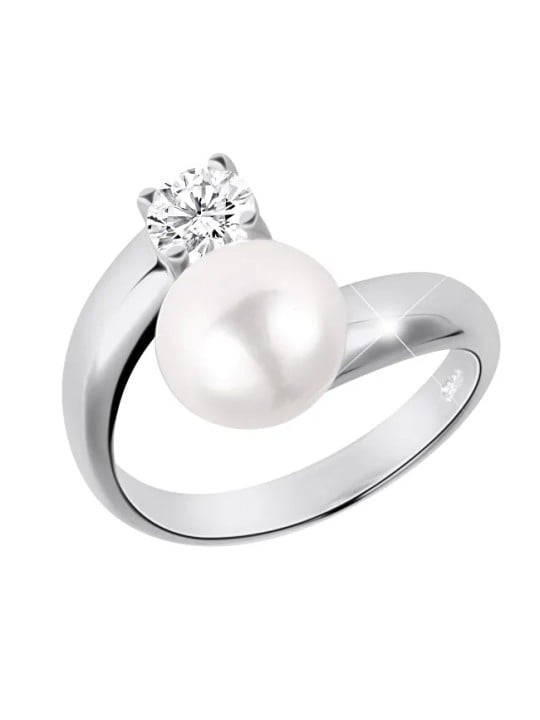 JwL Luxury Pearls Anello in argento con perla bianca e cristallo trasparente JL0432 donna