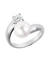 JwL Luxury Pearls Anello in argento con perla bianca e cristallo trasparente JL0432 donna