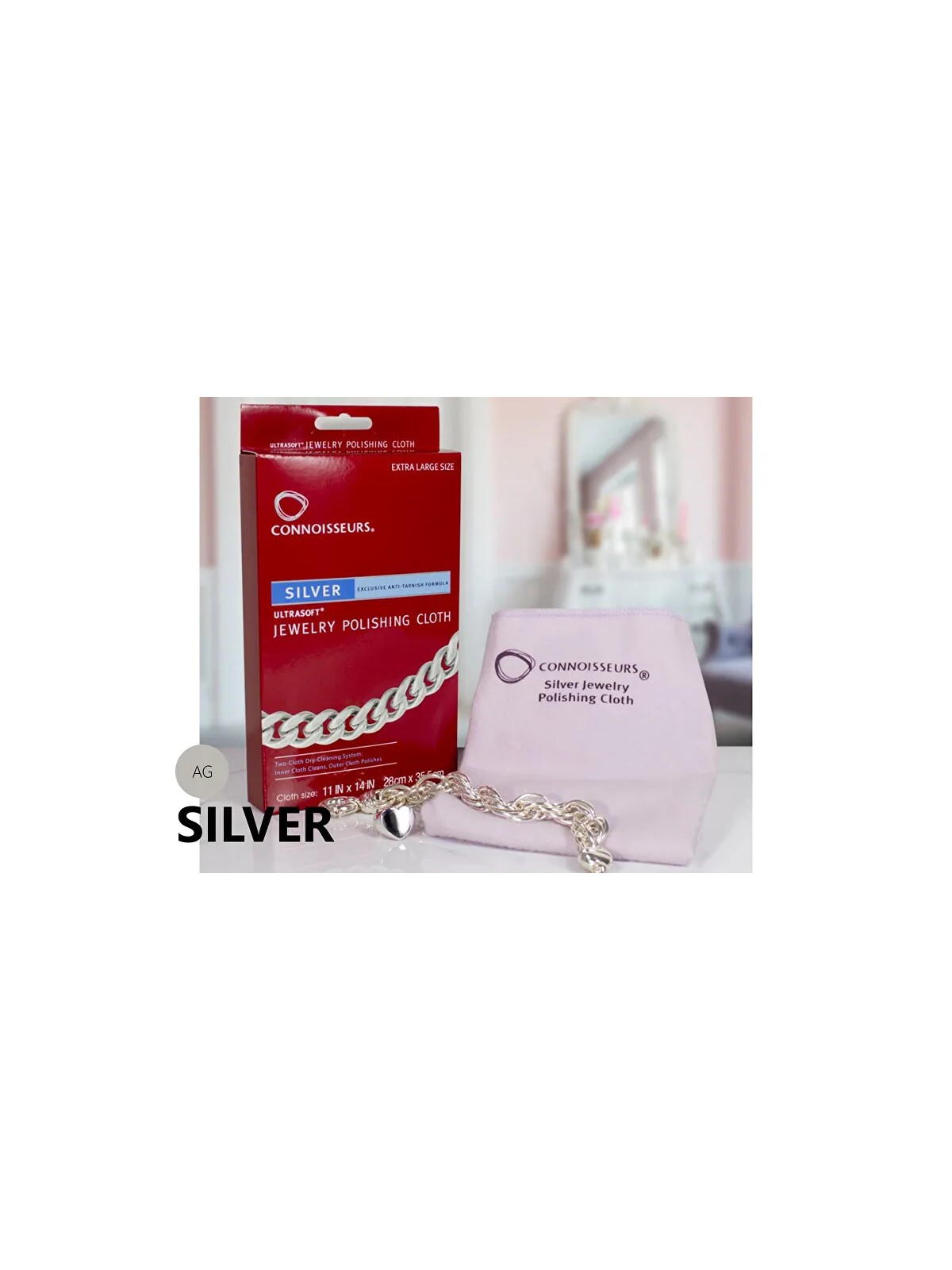 JK Box Panno per la pulizia di gioielli in argento CONNOISSEURS CN-1031/AG unisex