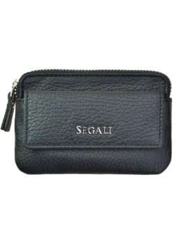 SEGALI Mini Portafoglio-Portachiavi in Pelle Nero