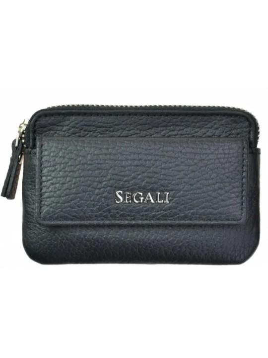 SEGALI Mini Portafoglio-Portachiavi in Pelle Nero