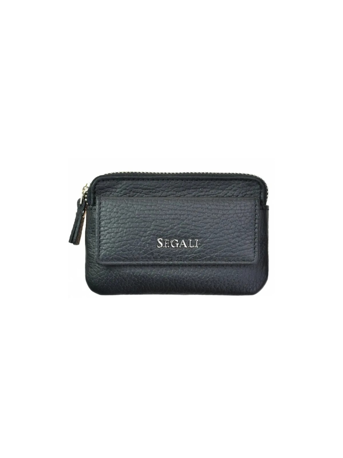 SEGALI Mini Portafoglio-Portachiavi in Pelle Nero