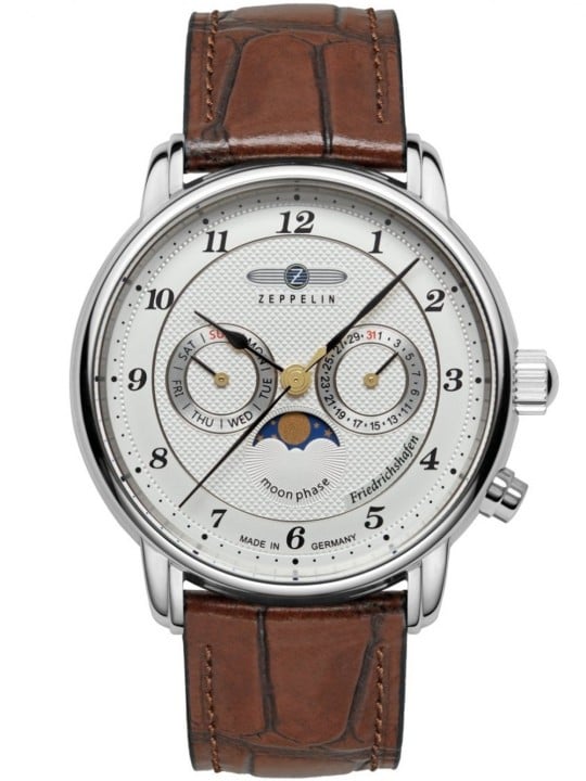 Zeppelin 8536-1 Mens Watch Friedrichshafen Moon Phase 40mm 5ATM