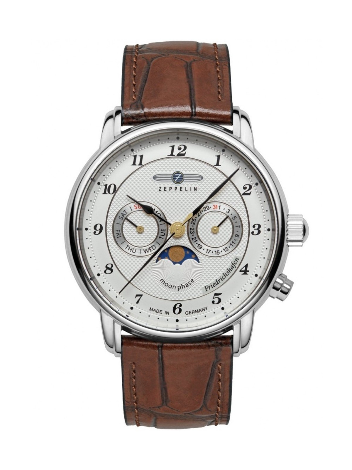Zeppelin 8536-1 Mens Watch Friedrichshafen Moon Phase 40mm 5ATM