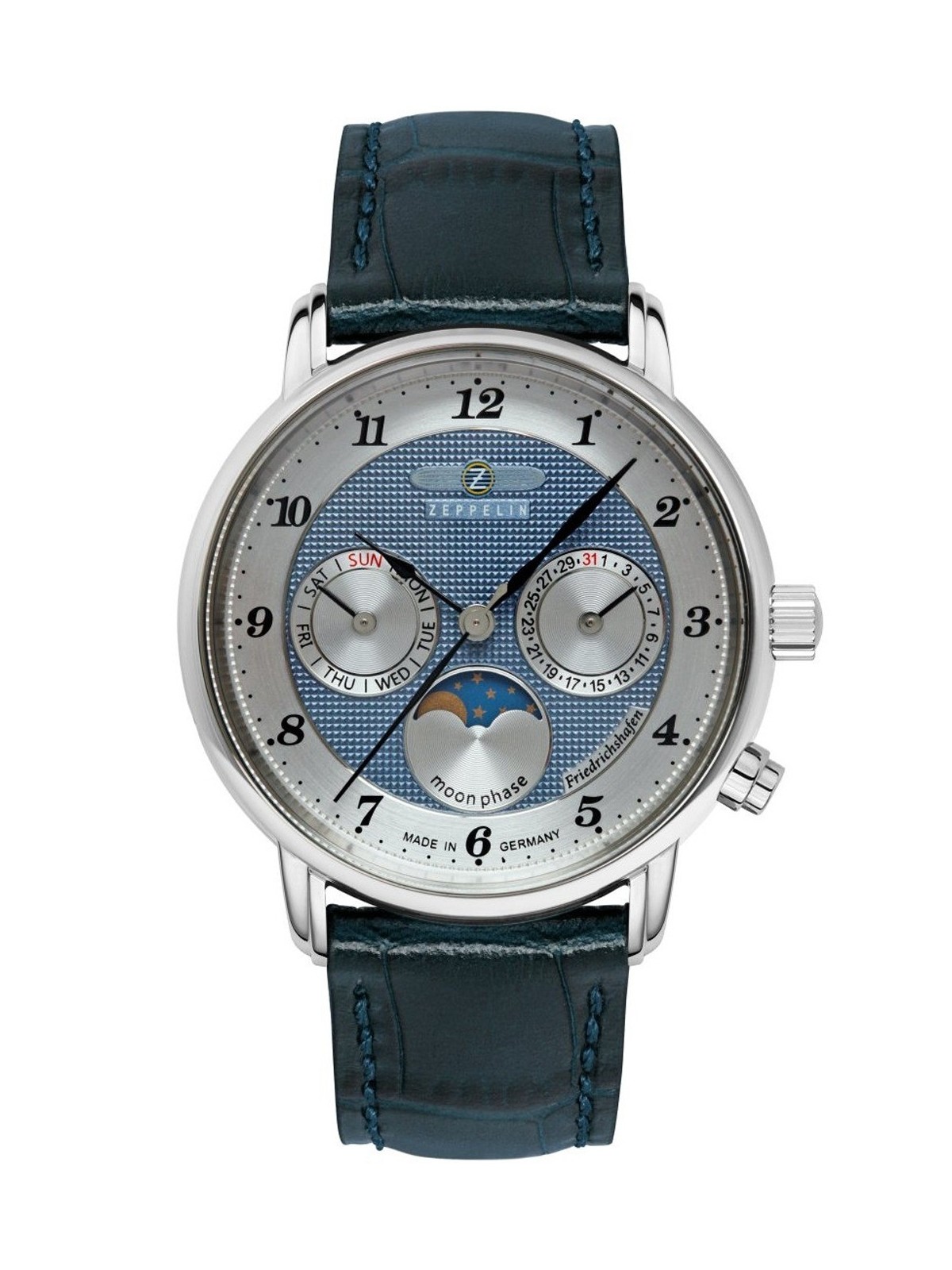 Zeppelin 8537-3 Mens Watch Friedrichshafen Moon Phase 35mm 5ATM