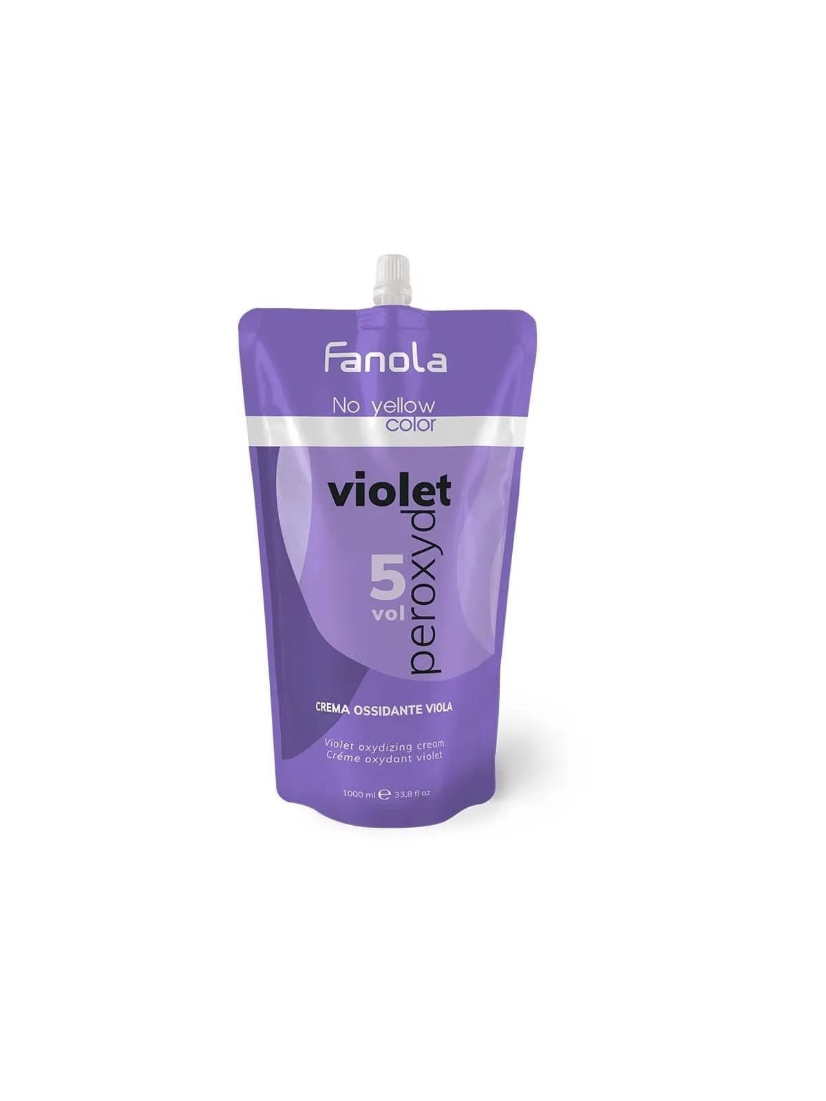 Fanola No Yellow Color Violet Peroxyde emulsione di sviluppo per neutralizzare i toni gialli 1,5% 5 Vol. 1000ml donna