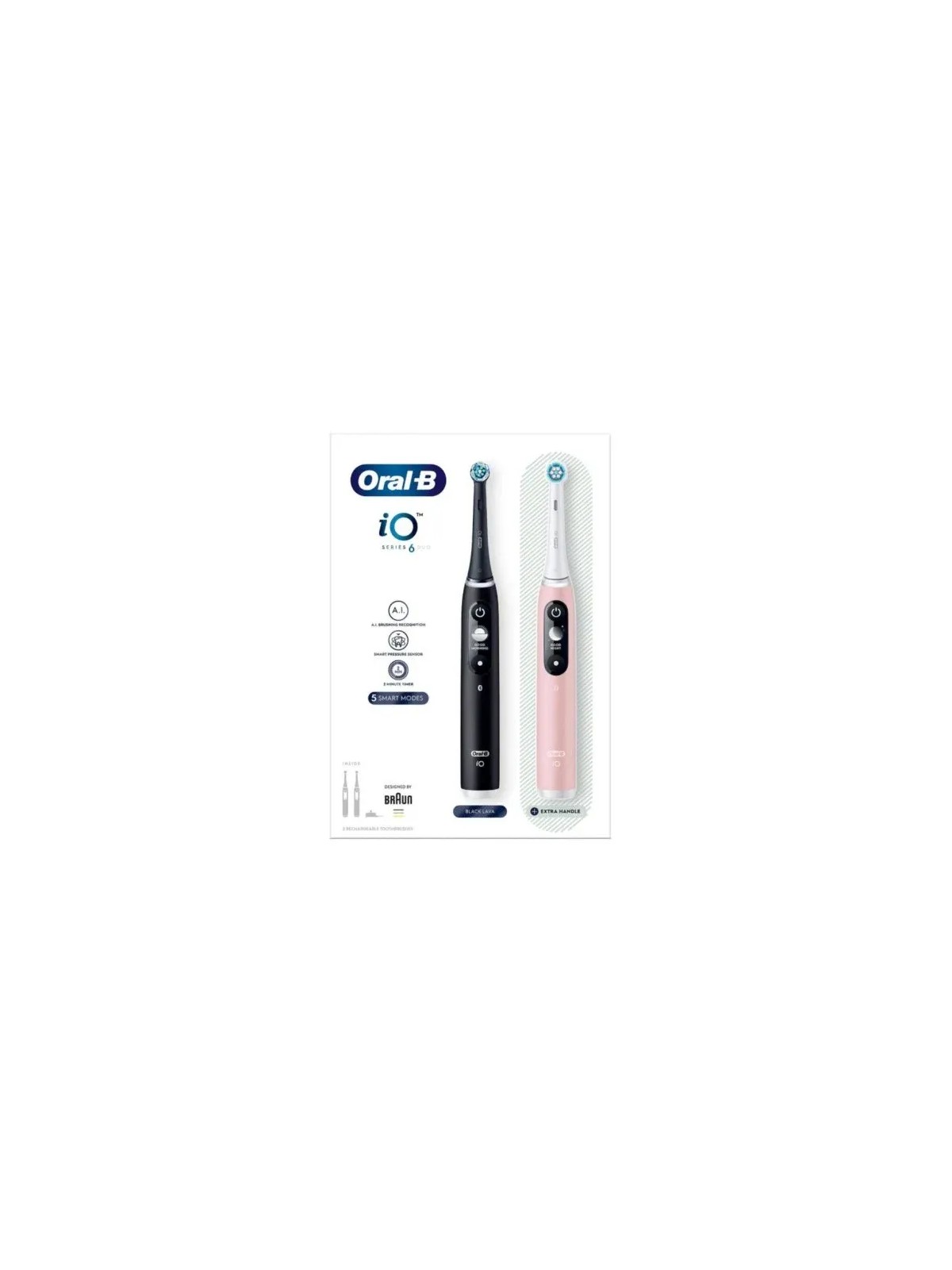 Oral B Spazzolino elettrico iO6 Series Duo Pack Nero / Rosa Sabbia Manico Extra 2 pezzi unisex